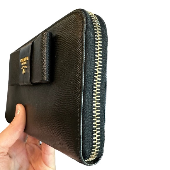 🖤AUTHENTIC PRADA BLACK SAFFIANO FIOCCO LEATHER ZIP WALLET + INCLUSIONS🖤 - Picture 7 of 11